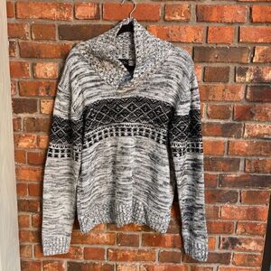 The Slope mens ski snowboard winter cowl neck sweater  black/white M